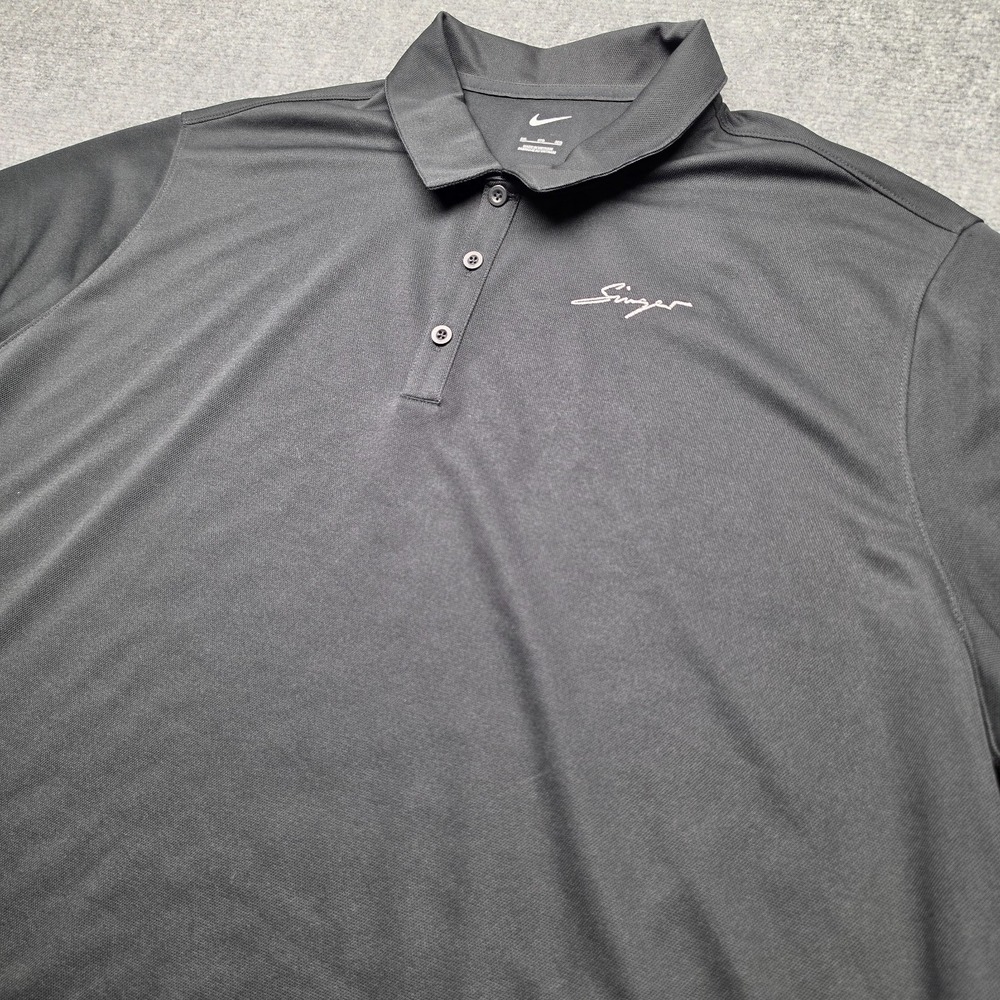 Nike Golf Shirt Mens 3XL NWT Black Dry Fit Polo Short Sleeve Singer‎ Corporate